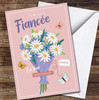 Fiancée Birthday Flower Bouquet With Butterflies Card Personalised Birthday Card