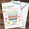 Granddaughter Birthday Rainbow Cake Butterfly Candles Personalised Birthday Card