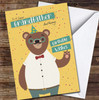 Grandfather Birthday Cute Bear Wearing Party Hat Card Personalised Birthday Card