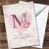 Letter M With Flowers Marvellous Mummy Happy Birthday Personalised Birthday Card