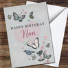 Pink Vintage Colourful Butterflies Happy Birthday Nan Personalised Birthday Card