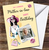 Mother-in-law Dress Pretty Glam Yellow Photo Glitter Personalised Birthday Card