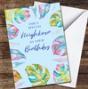 Neighbour Rainbow Plant Colourful Leaves Blue Friend Personalised Birthday Card