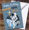Amazing Husband Birthday Astronaut Holds A Beer Pint Personalised Birthday Card