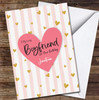 Boyfriend Birthday Blush Red Gold Heart Pink Stripes Personalised Birthday Card