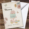 Retro Style Cake Pink Wonderful Mummy Happy Birthday Personalised Birthday Card