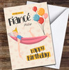 Fiancé Blond Hair Smiling Man Lying In Hammock Card Personalised Birthday Card