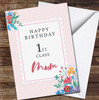 First Class Mum Stamp Pink Polka Dot Happy Birthday Personalised Birthday Card