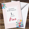 First Class Nan Stamp Pink Polka Dot Happy Birthday Personalised Birthday Card