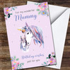 Mummy Birthday Unicorn From Daughter Purple Flowers Personalised Birthday Card