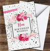 Pink Roses Black Dots Wonderful Nan Birthday Wishes Personalised Birthday Card