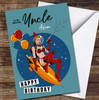 Uncle Birthday Astronaut Woman Riding A Rocket Card Personalised Birthday Card