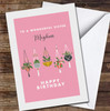 Wonderful Sister Birthday Pink Macrame House Plants Personalised Birthday Card