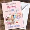 Mummy From Your Little Girl Daughter Photo Flowers Personalised Birthday Card