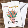 Bouquet Wrapped In Pink Paper Special Gold Grandma Personalised Birthday Card
