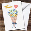 Fiancée Watercolour Bouquet of Spring Flowers Card Personalised Birthday Card