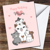 Mum Cats Family Cute Cat Lover Illustration Hearts Personalised Birthday Card