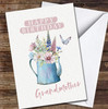 Watercolour Flowers In Water Can Happy Grandmother Personalised Birthday Card