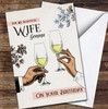 Wife Classy Hands Holding Glasses Champagne Floral Personalised Birthday Card