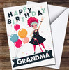 Cool Rock Grandma Happy Birthday Balloon Polka Dot Personalised Birthday Card