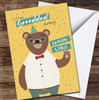 Grandad Birthday Cute Bear Wearing Party Hat Card Personalised Birthday Card