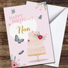 Pink Birthday Cake With Flowers Happy Birthday Nan Personalised Birthday Card