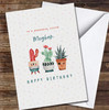 Wonderful Sister Birthday Watercolour Cactus Spots Personalised Birthday Card