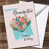 Envelope Flowers Pink Wonderful Grandmother Happy Personalised Birthday Card