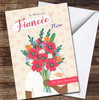 Fiancée Dark Skin Man Holding Flower Bouquet Card Personalised Birthday Card