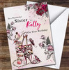 Sister Pink Fashion Accessories Flowers Shoes Bag Personalised Birthday Card