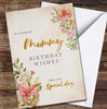 Vintage Style Flowers Wonderful Gold Mummy Wishes Personalised Birthday Card
