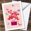 Wife Flying Gift With Hearts Gold Pink Peach Blue Personalised Birthday Card