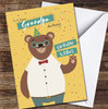 Grandpa Birthday Cute Bear Wearing Party Hat Card Personalised Birthday Card