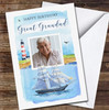 Great Grandad Sail Boat Lighthouse Painted Photo Personalised Birthday Card