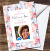 Mother-in-law Pretty Floral Rose Pink Blue Photo Personalised Birthday Card