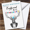Amazing Boyfriend Hipster Deer Party Hat Bunting Personalised Birthday Card
