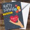 Amazing Boyfriend Navy Female Hand Holding Heart Personalised Birthday Card