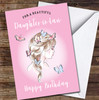 Daughter-in-law Girl Butterfly Illustration Pink Personalised Birthday Card