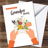 Grandpa Hands Holding Envelope With Flowers Card Personalised Birthday Card
