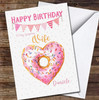 Wife Pink Sprinkle Donut Heart Polka Dot Bunting Personalised Birthday Card