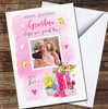Grandma Garden Wellies Shoes Flowers Pink Photo Personalised Birthday Card Grandma Garden Wellies Shoes Flowers Pink Photo Personalised Birthday Card