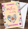 Mother-In-Law Flowers Floral Heart Yellow Photo Personalised Birthday Card