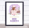 Remembering Queen Elizabeth II Memorial Flowers Pink Gold Art Poster Print