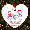 Family Name Snowman Heart Bauble Personalised Christmas Tree Ornament Decoration