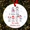 Snowman Family Of 6 Round Bauble Personalised Christmas Tree Ornament Decoration