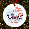 Family Name Penguin Round Bauble Personalised Christmas Tree Ornament Decoration