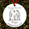 Family White Penguins Round Personalised Christmas Tree Ornament Decoration