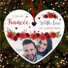 Fiancée Roses Photo Heart Bauble Personalised Christmas Tree Ornament Decoration