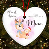 First As A Mum Deer Heart Bauble Personalised Christmas Tree Ornament Decoration