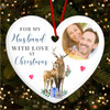 Husband Deer Romantic Photo Personalised Christmas Tree Ornament Decoration